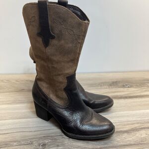 Born Sonoma Women Size 7 Brown Classic Outdoor Leather Western Tall Boots D08423
